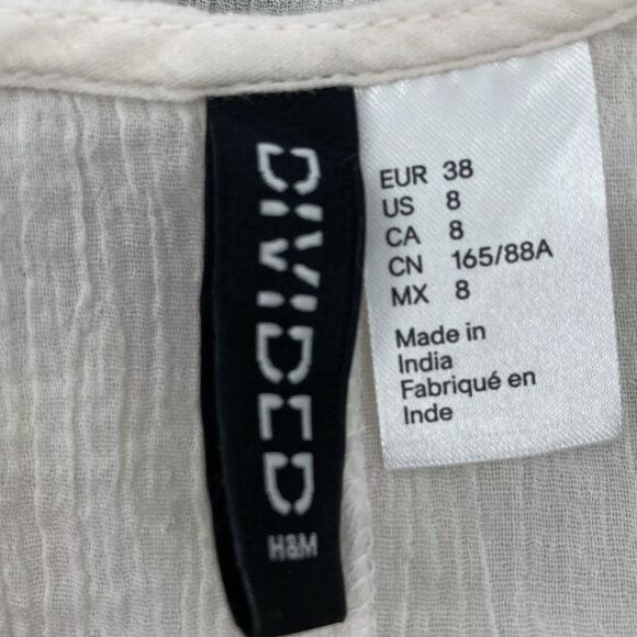 Divided H&M Women's Embroidered Gauze Top Blouse Shirt Cold Shoulder Tassels 8 - Picture 8 of 8